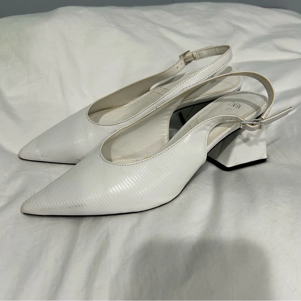 Zara white wide heeled slingbacks - Picture 3 of 4